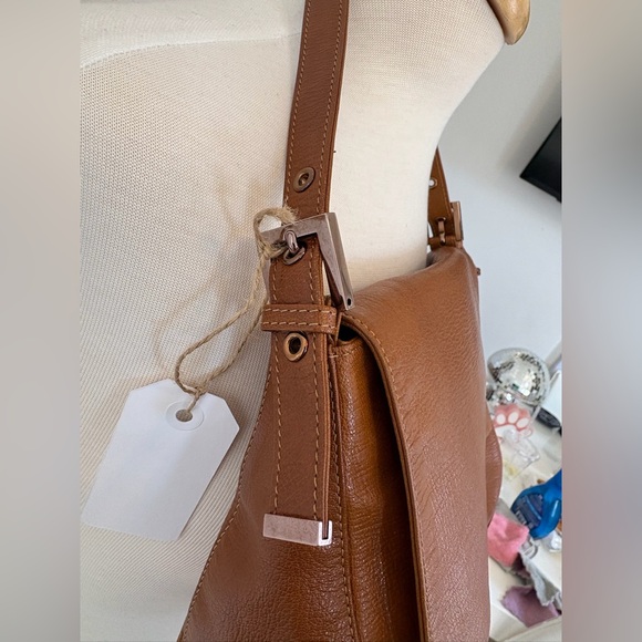 Fendi Mama Baguette Brown Leather Shoulder Bag FF Logo Vintage - Picture 6 of 11